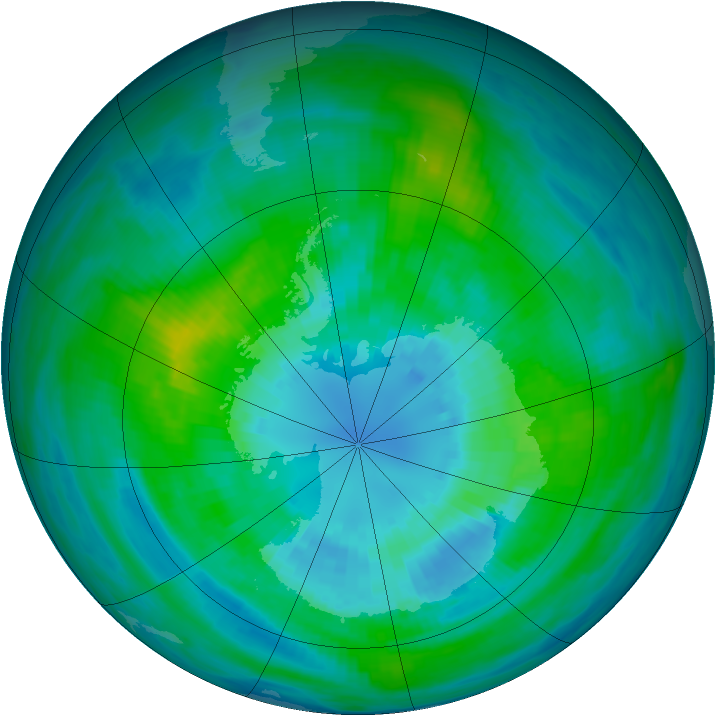 Antarctic ozone map for 01 April 1982